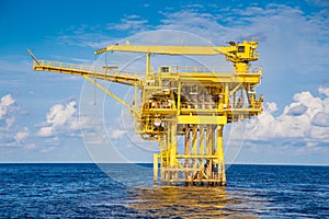 Offshore oil and gas wellhead remote platform in the gulf of Thailand.