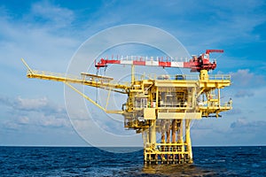 Offshore oil and gas wellhead remote platform produce raw gas condensate then sent to central processing platform.