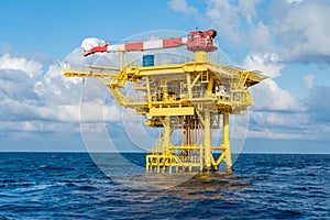 Offshore oil and gas wellhead remote platform produced raw gases and crude oil for sent to central processing platform