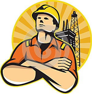 Offshore Oil and Gas Worker Rig Retro