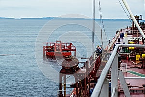 Offshore oil loading from single buoy mooring into oil tanker