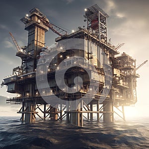 An offshore oil platform that extracts oil from the sea. Generative AI