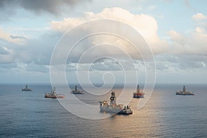 Offshore oil platform and gas drillships