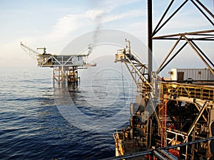 Offshore oil production platform operations in Malaysia.