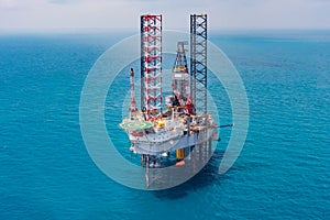 Offshore oil rig drilling platform.