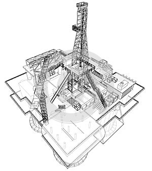 Offshore oil rig drilling platform concept