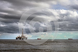 Offshore oil rig platform at sea petroleum industry