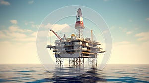 Offshore oil and rig platform in sunset or sunrise time. Drilling for gas and petroleum process in the sea or the ocean