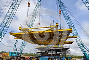 Offshore platform fabricate in onshore,Preparation of Offshore oil rig platform for oil and gas. A view of offshore platform on a