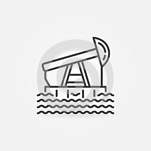 Offshore Platform in Ocean line icon. Vector Oil Rig sign