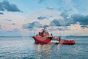 Offshore rescue vessel sailing out