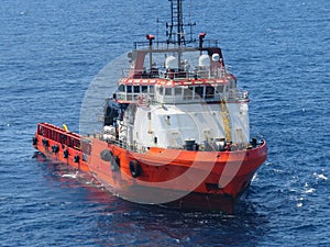 offshore supply boat in a good weather day