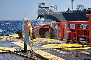 Offshore vessel crew working on deck