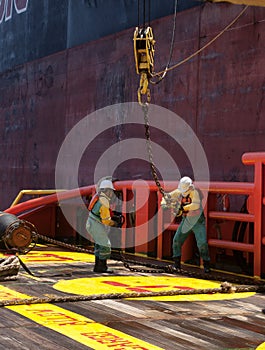 Offshore vessel crew working on deck