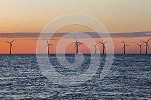 Offshore wind farm at sunrise