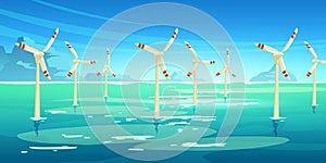Offshore wind farm with turbines in sea