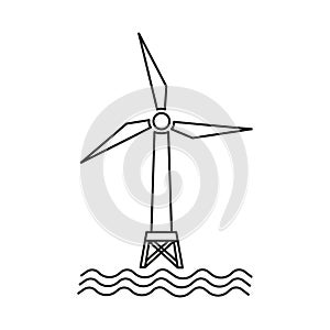 Offshore wind generator icon. Wind tower.