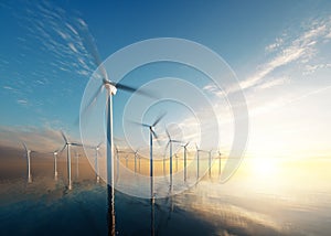 Offshore wind park at daybreak