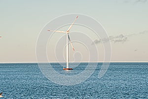 Offshore wind turbine generating electricity