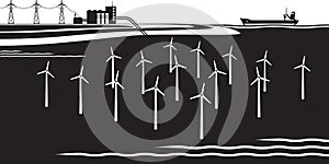 Offshore wind turbines farm