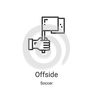 offside icon vector from soccer collection. Thin line offside outline icon vector illustration. Linear symbol for use on web and