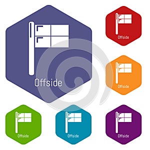 Offside icons vector hexahedron