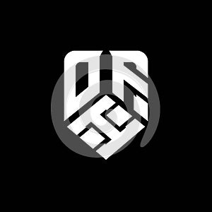 OFI abstract monogram shield logo design on white background.