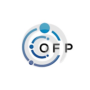 OFP letter technology logo design on white background. OFP creative initials letter IT logo concept. OFP letter design