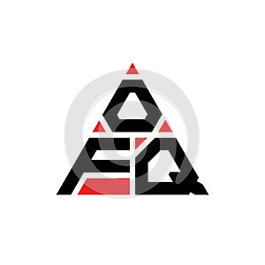 OFQ triangle letter logo design with triangle shape. OFQ triangle logo design monogram. OFQ triangle vector logo template with red