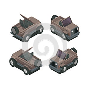 ofroad cars isometric vector illustration design photo