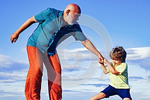 Often the childs misbehavior is simply an attempt to cope with some other problem. Grandfather helping hand. Child