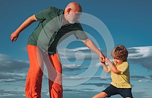 Often the childs misbehavior is simply an attempt to cope with some other problem. Grandfather helping hand. Child