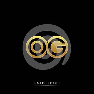 OG initial letter linked circle capital monogram logo modern template silver color version