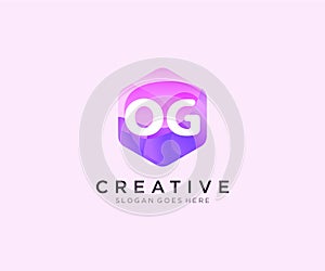 OG initial logo With Colorful Hexagon Modern Business Alphabet Logo template vector