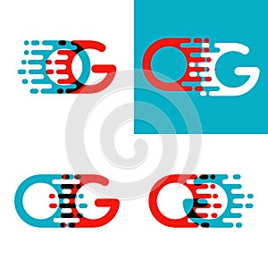 OG letters logo with accent speed in red and blue