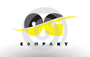 OG O G Black and Yellow Letter Logo with Swoosh.