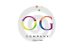 og o g creative rainbow colors alphabet letter logo icon