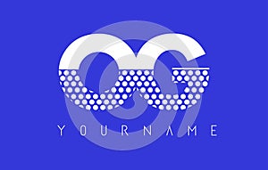 OG O G Dotted Letter Logo Design with Blue Background.