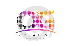OG O G Letter Logo Design with Magenta Dots and Swoosh photo