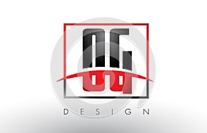 OG O G Logo Letters with Red and Black Colors and Swoosh.