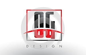 OG O G Logo Letters with Red and Black Colors and Swoosh. photo
