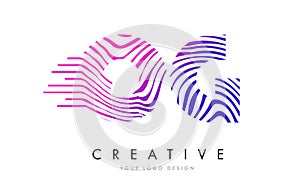 OG O G Zebra Lines Letter Logo Design with Magenta Colors