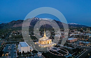 Ogden Utah mormon temple at night