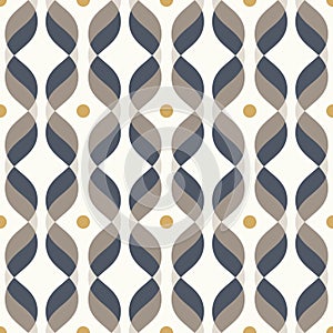 Ogee seamless vector curved pattern, abstract geometric background. Mid century modern wallpaper pattern