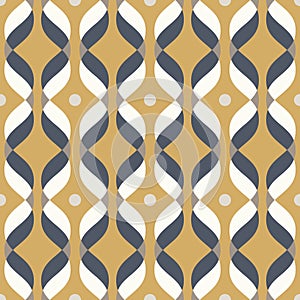 Ogee seamless vector curved pattern, abstract geometric background. Mid century modern wallpaper pattern