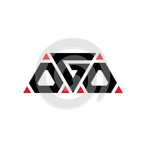 OGO triangle letter logo design with triangle shape. OGO triangle logo design monogram. OGO triangle vector logo template with red
