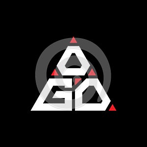 OGO triangle letter logo design with triangle shape. OGO triangle logo design monogram. OGO triangle vector logo template with red