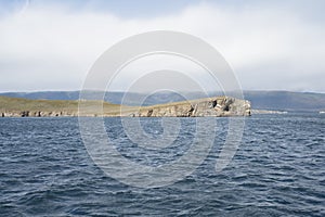 Ogoy is the island in Baikal lake. View from water