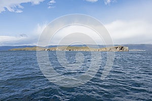 Ogoy is the island in Baikal lake. View from water