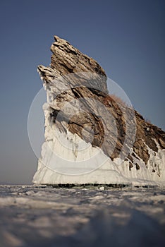 Ogoy Island on Lake Baikal in Winter. Russia